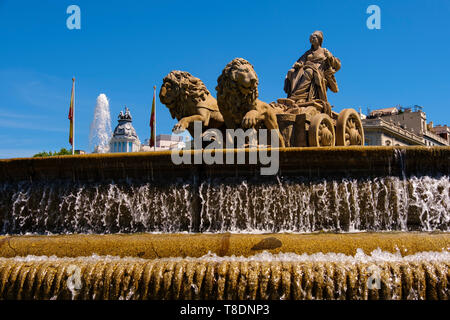 Fuente de La Cibeles. Monumentalen Brunnen der Göttin Cibeles auf der Plaza de Cibeles. Madrid, Spanien Europa Stockfoto