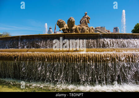 Fuente de La Cibeles. Monumentalen Brunnen der Göttin Cibeles auf der Plaza de Cibeles. Madrid, Spanien Europa Stockfoto