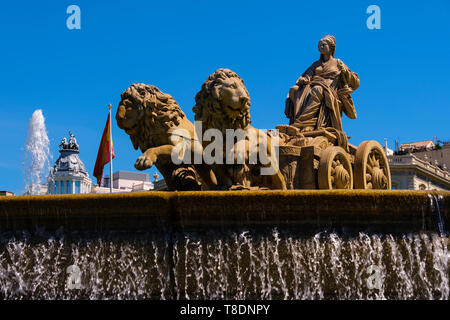 Fuente de La Cibeles. Monumentalen Brunnen der Göttin Cibeles auf der Plaza de Cibeles. Madrid, Spanien Europa Stockfoto