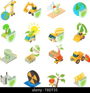 Eco-bau Symbole gesetzt, isometrische Stil Stock Vektor