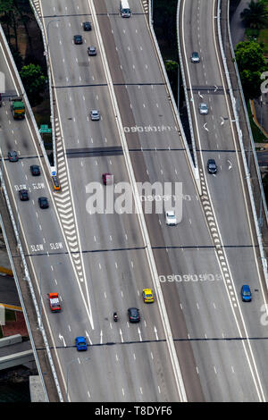 Eine Luftaufnahme von Benjamin Sheares Brücke, Singapur, Südostasien Stockfoto