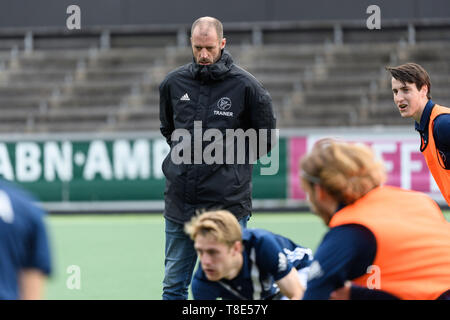 AMSTELVEEN, 11-05-2019, Hoofdklasse Hockey Heren Seizoen 2018-2019. Veranstaltungsort: Wagener Stadion. Jesse Mahieu während des Spiels AH&BC Amsterdam vs HC Pinoké. Stockfoto