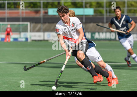 AMSTELVEEN, 11-05-2019, Hoofdklasse Hockey Heren Seizoen 2018-2019. Veranstaltungsort: Wagener Stadion. Niek Merkus während des Spiels AH&BC Amsterdam vs HC Pinoké. Stockfoto