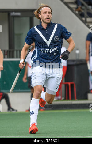 AMSTELVEEN, 11-05-2019, Hoofdklasse Hockey Heren Seizoen 2018-2019. Veranstaltungsort: Wagener Stadion. Pieter Sutorius während des Spiels AH&BC Amsterdam vs HC Pinoké. Stockfoto