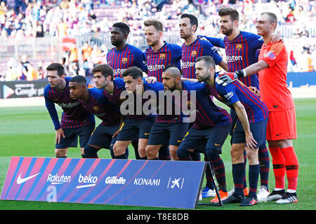 Barcelona, Spanien. Credit: D. 12. Mai 2019. Barcelona team Gruppe Line-up (Barcelona) Fußball: der spanischen Primera Division "Liga Santander' Match zwischen dem FC Barcelona 2:0 Getafe CF im Camp Nou Stadion in Barcelona, Spanien. Credit: D. Nakashima/LBA/Alamy leben Nachrichten Stockfoto