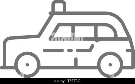 London cab, traditionelle öffentliche Verkehrsmittel, taxi Symbol Leitung. Stock Vektor