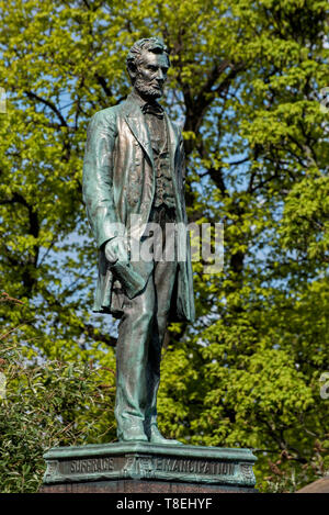 Statue von Abraham Lincoln von George Bissell auf das Denkmal für schottische amerikanische Soldaten, die im amerikanischen Bürgerkrieg gekämpft. Stockfoto