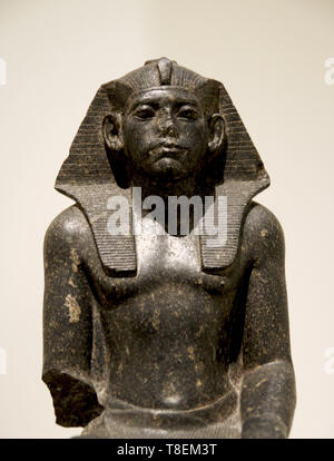 Portrait von Amenemhat III., König von Ägypten (1853-1806 v. Chr.). Reich der Mitte, 12. Dynastie. Schwarzer Granit (1850-1800 v. Chr.). Hermitage. Stockfoto