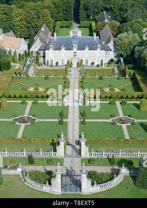 Frankreich, Calvados, Saint Gabriel Brecy, das Schloss und die Gärten von Brecy (Luftbild) Stockfoto