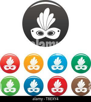 Brasilien Karneval Maske Icons Set 9 Farbe Vektor isoliert auf Weiss für jedes Design Stock Vektor