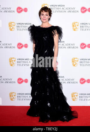 Helen McCrory in der Presse Zimmer im Virgin Media BAFTA TV Award, in der Royal Festival Hall in London statt. Stockfoto