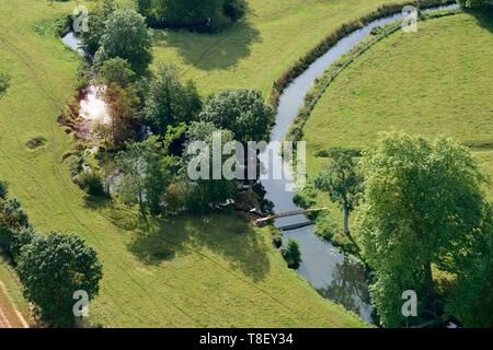 Frankreich, Calvados, Saint Gabriel Brecy, Landschaft, Bocage Normand (Luftbild) Stockfoto