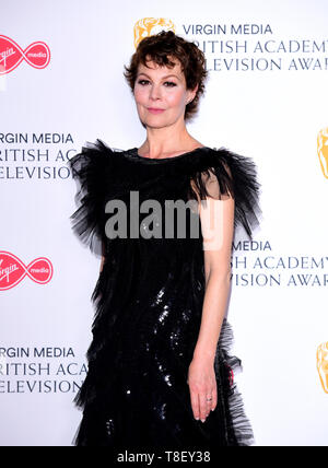 Helen McCrory in der Presse Zimmer im Virgin Media BAFTA TV Award, in der Royal Festival Hall in London statt. Stockfoto