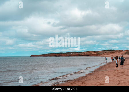 Meilen von Sanddünen, Barrier Islands, Sandsteinfelsen, Feuchtgebiete und Wälder. Die Strände von Cavendish sind Teil der Prince Edward Island National Park Stockfoto