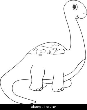 Kontur von dinosaurus Brachiosaurus, die als Farbstoff verwendet werden können. Auf weissem Hintergrund. Vector Illustration. Stock Vektor