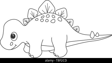 Kontur von dinosaurus Stegosaurus, die als Farbstoff verwendet werden können. Auf weissem Hintergrund. Vector Illustration. Stock Vektor