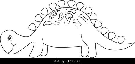 Kontur von dinosaurus Stegosaurus, die als Farbstoff verwendet werden können. Auf weissem Hintergrund. Vector Illustration. Stock Vektor