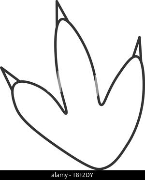 Kontur von dinosaurus Footprint, die als Farbstoff verwendet werden können. Auf weissem Hintergrund. Vector Illustration. Stock Vektor