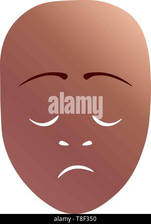 Theater Maske mit trostlosen Emotion. Vector Illustration. Bronze Maske mit Farbverlauf auf weißem Hintergrund. Stock Vektor