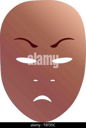 Theater Maske mit Zorn Emotion. Vector Illustration. Bronze Maske mit Farbverlauf auf weißem Hintergrund. Stock Vektor