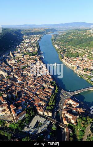 Frankreich, Isère, Vienne, der Rhone (Luftbild) Stockfoto