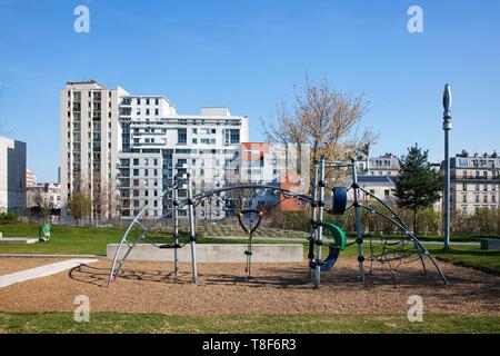 Frankreich, Paris, 18. Bezirk, Jardins d'Eole, Rue d'Aubervilliers Stockfoto