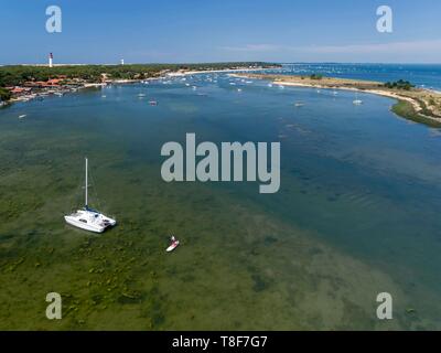 Frankreich, Gironde, Bassin d'Arcachon, lege-cap-Ferret, der Muschel von Mimbeau, La Cabane du Mimbeau (Luftbild) Stockfoto