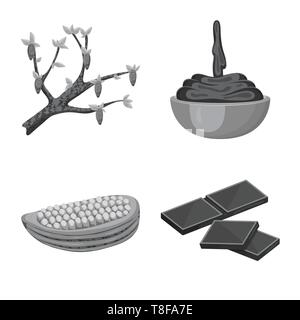 Baum, Schokolade, Saatgut, Stück, heiß, tropisch, Sauce, Puder, Füllstoff, Blätter, cremig, Obst, natürliche, natur, lecker, bitter, schwarz, Fötus, Snack, Bauernhof, dunkle, Plantation, pod, frisch, Marshmallows, Milch, Feier, Süßigkeiten, Dessert, Süsse, Behandeln, Produkt, Essen, lecker, Kochen, Braun, Kakao, Bohnen, Set, Vector, Icon, Illustration, isoliert, Sammlung, Design, Element-, Grafik-, Zeichen-, Mono-, Vektor, Vektoren, grau Stock Vektor