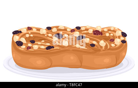 Abbildung eines jüdischen Babka auf Platte Stockfoto