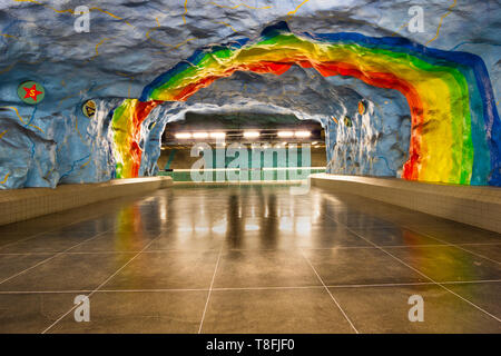 Stadion der U-Bahn Station in Stockholm Schweden Art Gallery Stockfoto