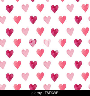 Aquarell einfache nahtlose Hintergrund mit Herzen Stockfoto