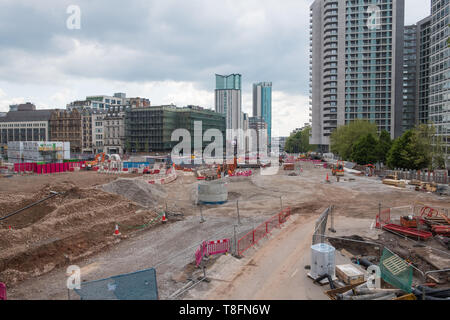 Wichtige Sanierung Gebäude arbeiten in Paradise Circus in Birmingham City Centre Stockfoto