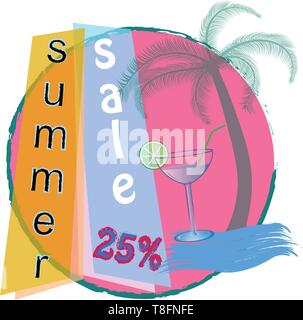 Summer Sale Flyer mit Palm Tree Vector Illustration. Stock Vektor