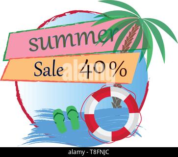 Summer Sale einfach Plakat mit Palm Tree Vector Illustration. Stock Vektor