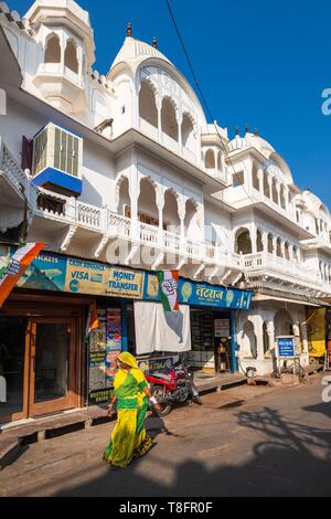 Indien, Rajasthan, Pushkar, heilige Stadt der Hindus, Hindu Tempel in Main Bazar Stockfoto