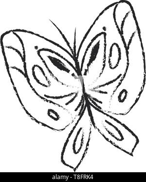 Ein Schmetterling mit zwei Paaren von großen, in der Regel hell schwarz gefärbten Flügel mit mikroskopischen Skalen von verschiedenen Mustern bedeckt über Weiß backgroun Stock Vektor