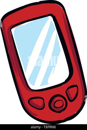 Ein rotes Handy Touchscreen Modell mit Druckknöpfen am Ende des Telegramms eingerichtet ist die schnellste Art und Weise zu kommunizieren und mit den Menschen zu verbinden, Stock Vektor