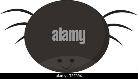 Emoji der lustige grau Spinne mit einem runden Körper hat sechs Beine und einen süßen kleinen Gesicht, mit Augen lächelt auf weißem Hintergrund vom Th gesehen Stock Vektor
