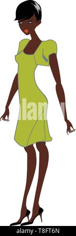 Eine traurige afro Frau, Vector, Farbe, Zeichnung oder Abbildung. Stock Vektor