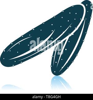 Gurke Symbol auf grauem Hintergrund. Schatten Reflexion Design. Vector Illustration. Stock Vektor