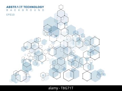 Abstrakt Blau sechseckige molekulare Struktur von Neuronen. Die digitale Technologie Hintergrund. Zukünftige geometrische Vorlage. Vector Illustration Stock Vektor