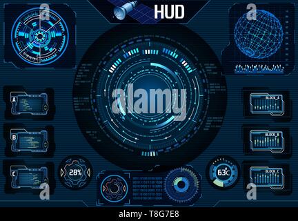 HUD-UI. Navigator, Kamera. Infografik Elemente. Technologie - Abbildung Stock Vektor