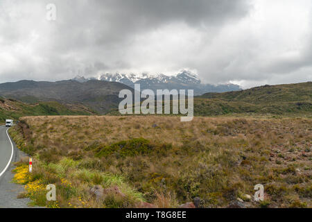 Auf dem Weg zum Mount Ruapehu, Tongariro National Park, Nordinsel von Neuseeland Stockfoto