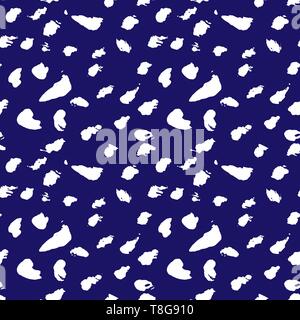 Nahtlose Muster mit Hand gezeichnet blauen Hintergrund. Polka Textur. Vector Illustration. Stock Vektor