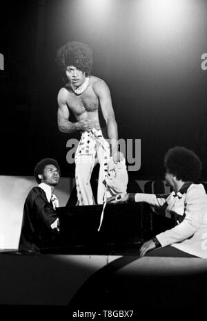 Foto von Little Richard, Little Richard auf der Bühne an der London Rock 'n' Roll Show 1974 durchführen. (Foto Gijsbert Hanekroot) Stockfoto