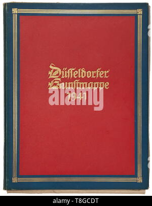 Friedrich-Karl Florian - eine persönliche Kopie der Düsseldorfer Ordner 1941 Deluxe Version in Rot und Blau Leder mit Goldprägung auf der Vorderseite lesen Düsseldorfer Kunstmappe 1941' und Hakenkreuze in den Ecken. Mit 20 Drucke von den Düsseldorfer Künstler und ein einzelnes Blatt Pergament mit Hingabe an Florian und die Unterschriften von 14 Künstler an dem Projekt beteiligt, unter ihnen: Fritz wiederverwenden, Helmuth Lisegang, Friedrich Schütz etc. einzigartiges Stück in hoher Qualität, maßgeschneiderte für Florian. historischen, historische, 20. Jahrhundert, 1930er Jahre, NS, Nationalsozialismus, Nationalsozialismus, Drittes Reich,, Editorial-Use - Nur Stockfoto