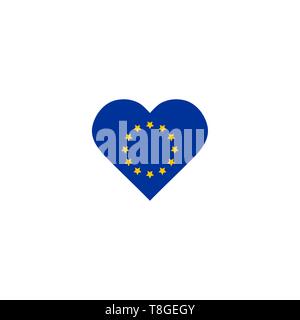 Europäische Union Vektor Flagge in Herzform grafisches Element Abbildung template Design Stock Vektor