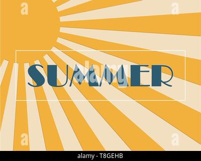 Sommer Hintergrund Konzept mit Sunburst in Papier geschnitten und Pop Art Stil. Für Hintergrund, Banner, Flyer, Broschüre, Plakat, Einladung Karte oder Web templa Stock Vektor