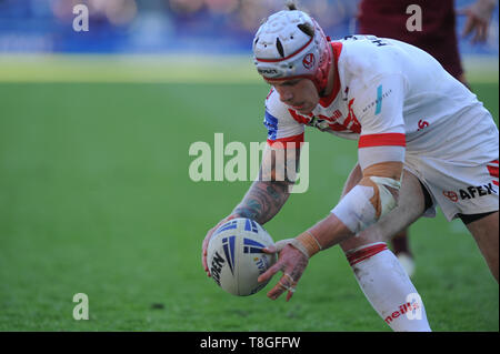 Huddersfield, Großbritannien, 12. 5. 2019. 12. Mai 2019. John Smiths Stadion, Huddersfield, England; Rugby League Coral Challenge Cup, Huddersfield Riesen vs St. Helens; Theo Fages geht in für einen Versuch. Dean Williams/RugbyPixUK Stockfoto