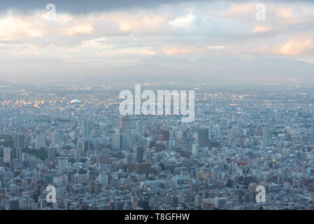 Sapporo City Skyline Blick vom Berg Moiwa. Sapporo, Hokkaido, Japan Stockfoto